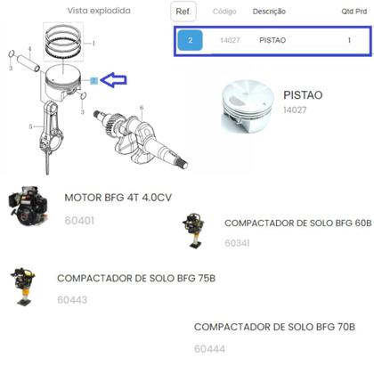 Imagem de Pistão Para Compactador De Solo BFG 60B Buffalo Original