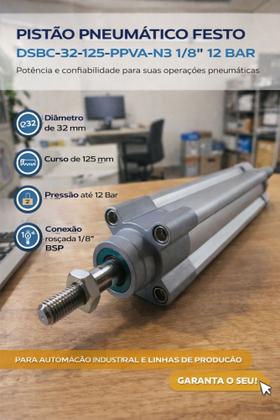 Imagem de Pistão Pneumático Festo Dsbc-32-125-ppva-n3 1/8 12 Bar