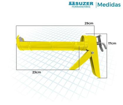 Imagem de Pistola Aplicadora de Silicone Massa Reforçada Veda Trincas Vedas Calhas e PU Poliuretano 9 Pol