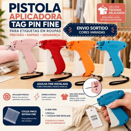 Imagem de Pistola Aplicar Pinos Plasticos Finos com Agulha Fina Para Roupas Tecidos Leves Delicados