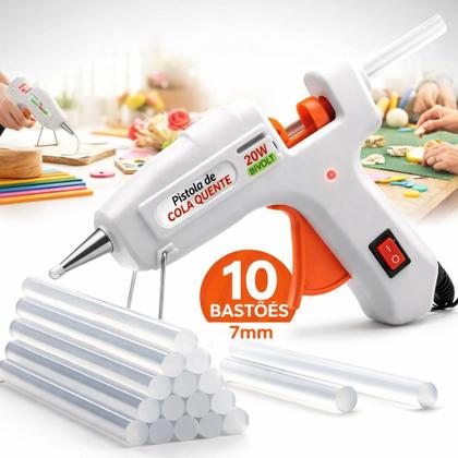 Imagem de Pistola Cola Quente Bico Fino 20W Bivolt + 10 Bastões 7mm