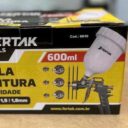 Imagem de Pistola de Alumínio para Pintura 600ml com 3 Bicos HVLP .