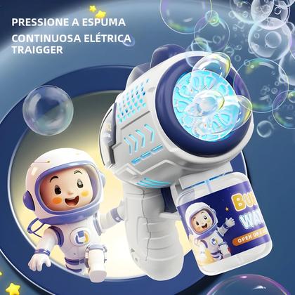 Imagem de Pistola De Bolhas Elétrica De Astronauta Infantil, Soprador De Sabão Automático Com Luz, Presente De