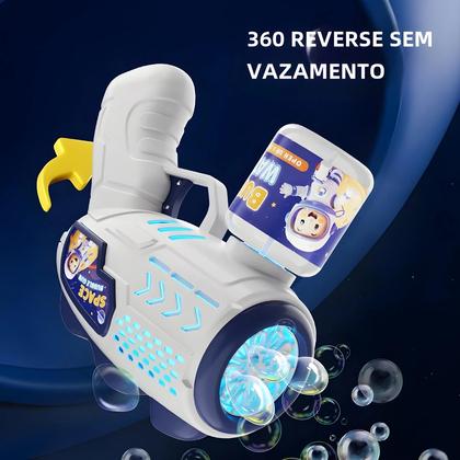 Imagem de Pistola de Bolhas Elétrica Infantil Astronauta - Soprador Automático com Luz