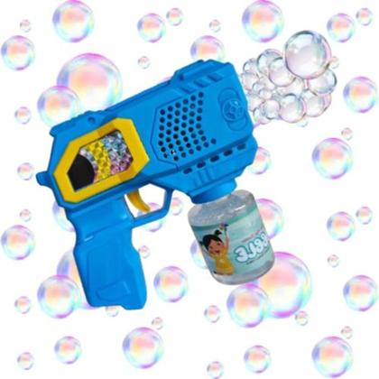 Imagem de Pistola de Bolhas Infantil Elétrica  Brinquedo com Luzes e Refil de Sabão (ROSA)
