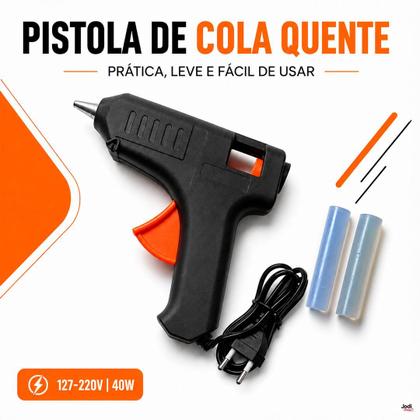 Imagem de Pistola de Cola Quente Fina Bivolt 40W com 2 Mini Bastões de Silicone