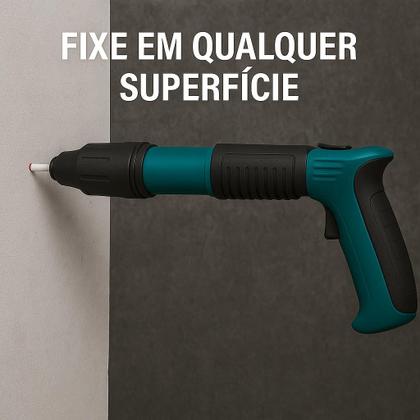 Imagem de Pistola De Fixação Kit 100 Pinos Finca Pino Drywal Gesso Fixação Com Acessórios