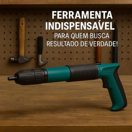 Imagem de Pistola De Fixação Kit 100 Pinos Finca Pino Drywal Gesso Fixação Com Acessórios