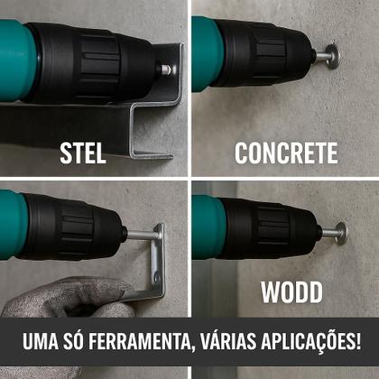 Imagem de Pistola De Fixação Kit 100 Pinos Finca Pino Drywal Gesso Fixação Com Acessórios