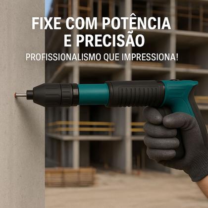 Imagem de Pistola De Fixação Kit 100 Pinos Finca Pino Drywal Gesso Fixação Com Acessórios