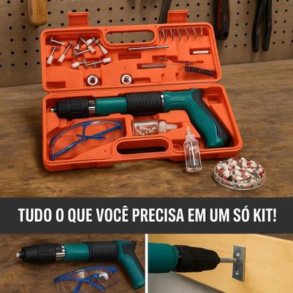 Imagem de Pistola De Fixação Kit 100 Pinos Finca Pino Drywal Gesso Fixação Com Acessórios