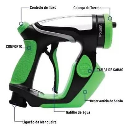 Imagem de Pistola De Limpeza 4X1 Espumante Dispense De Sabão Lava Jato Pulverização com Mangueira