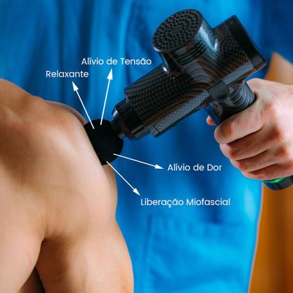 Imagem de Pistola de Massagem Profissional Elétrica para Liberação Miofascial Semelhante Phoenix 30 Velocidades e 6 Ponteiras de Massagem