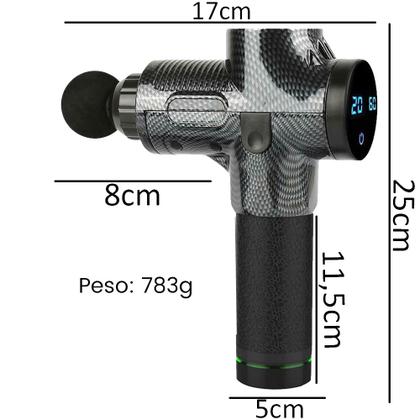 Imagem de Pistola de Massagem Profissional Elétrica para Liberação Miofascial Semelhante Phoenix 30 Velocidades e 6 Ponteiras de Massagem