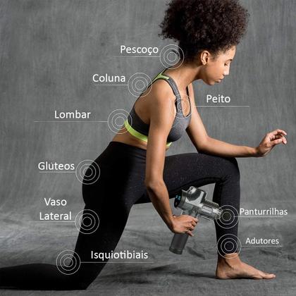 Imagem de Pistola de Massagem Profissional Elétrica para Liberação Miofascial Semelhante Phoenix 30 Velocidades e 6 Ponteiras de Massagem