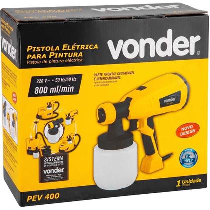 Imagem de Pistola De Pintura Elétrica Pev400 800ml Vonder Amarelo 220v