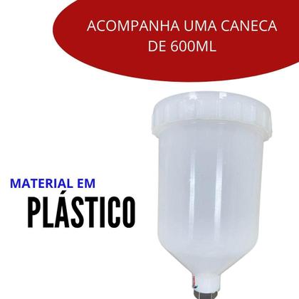 Imagem de Pistola de Pintura Gravidade HVLP Bico 1,4 MM 600ML EVPPHVLP600-1B EVALD
