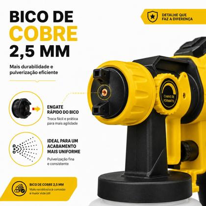 Imagem de Pistola De Pintura Profissional Elétrica Pulverizadora 550w 1200ml Com Led