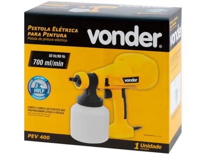 Imagem de Pistola Elétrica Para Pintura Pev400 Hvlp 800ml Vonder Amarelo/preto