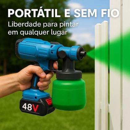 Imagem de Pistola Elétrica Pintura 48V 1800W 5 Bicos Pulverizadora Portátil Profissional 2 Baterias 8000 mAh