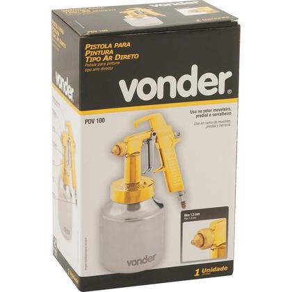 Imagem de Pistola para pintura ar direto 1,3mm 5,6 pcm caneca alumínio 750 ml pdv100 - Vonder