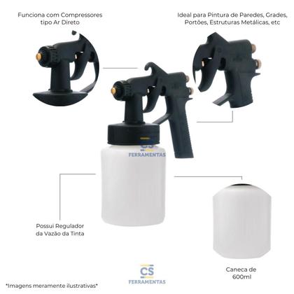 Imagem de Pistola Para Pintura Ar Direto Copo E Caneca Plastica Bc72-A Steula