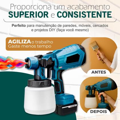 Imagem de Pistola Pulverizadora De Tinta Para Pintura Elétrico Portátil 48V 2 Baterias