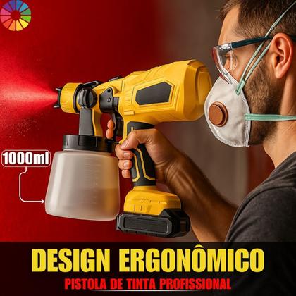 Imagem de Pistola Pulverizadora Pintura Tinta Elétrica 2 Baterias Pro