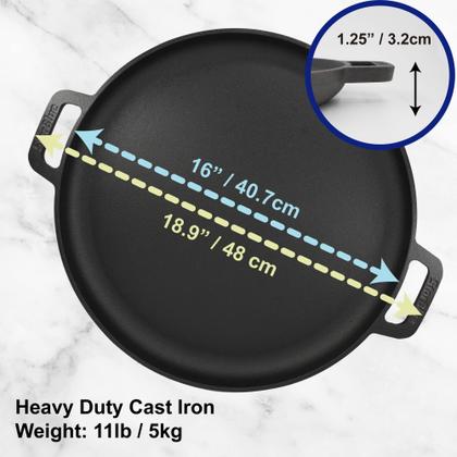 Imagem de Pizza Pan StarBlue Cast Iron de 16 polegadas com alças de silicone