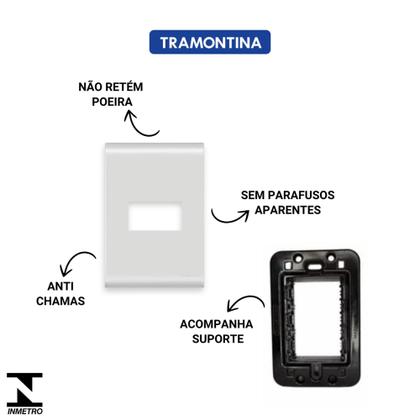 Imagem de Placa 1 Módulo Horizontal 4x2 c/ Suporte Branco LIZ Tramontina 57106/204