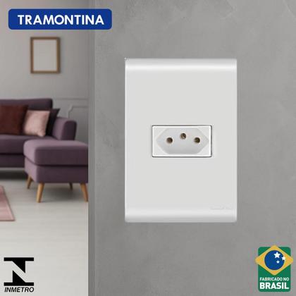 Imagem de Placa 1 Módulo Horizontal 4x2 c/ Suporte Branco LIZ Tramontina 57106/204
