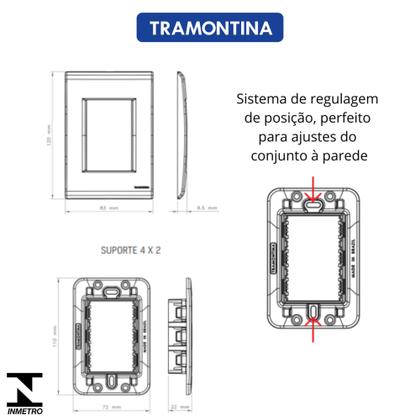 Imagem de Placa 1 Módulo Horizontal 4x2 c/ Suporte Branco LIZ Tramontina 57106/204