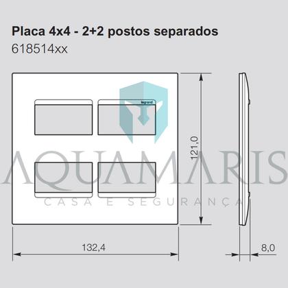 Imagem de  Placa 2+2 Postos Horizontal Separados 4x4 Pial Plus+ Legrand Cinza 618514CZ