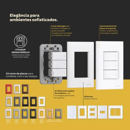 Imagem de Placa 2 Postos Afastados Tramontina Giz Com Suporte Branco Soft Touch Tramontina