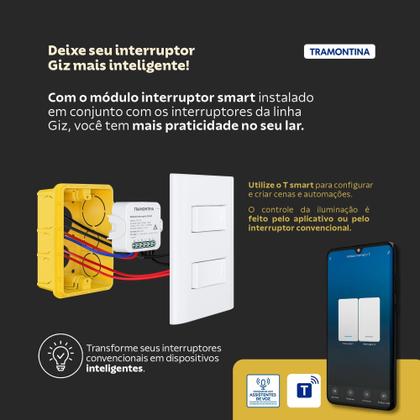 Imagem de Placa 2 Postos Afastados Tramontina Giz Com Suporte Fendi Soft Touch Tramontina