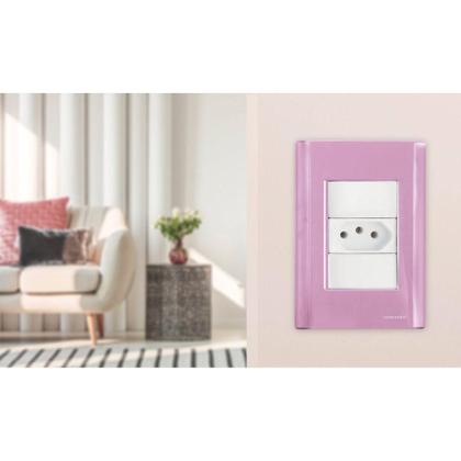 Imagem de Placa 3 Postos 4x2 Tramontina Giz Rosa Tramontina