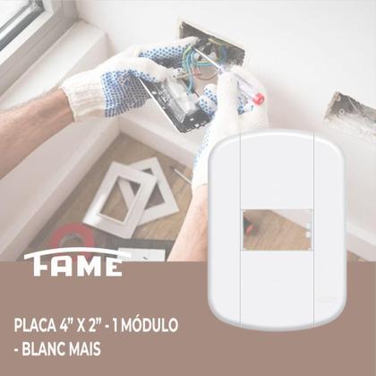 Imagem de Placa 4 X 2 - 1 Modulo Horizontal C/ Tampa Parafusos Blanc+ - Fame