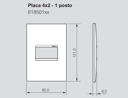 Imagem de Placa 4x2 1 Módulo Preta 618501PT Legrand Pial Plus+