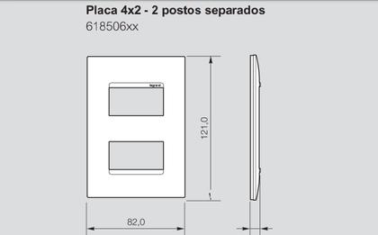Imagem de Placa 4x2 2 Módulo Distanciados Branco 618506BC Pial Plus+