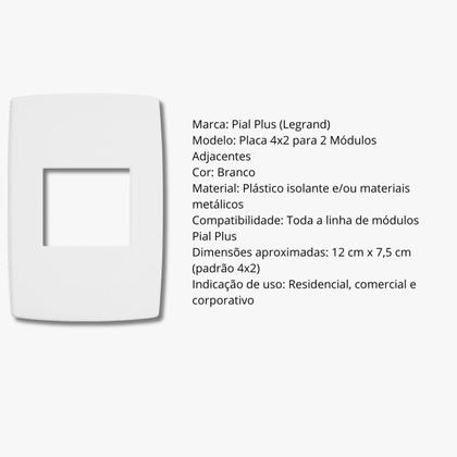 Imagem de Placa 4x2 2 Modulos Adjacentes Pial Plus