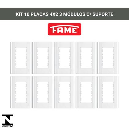 Imagem de Placa 4x2 3 Módulos c/ suporte Fame Modulare - Kit 10un.