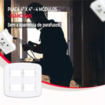 Imagem de Placa 4x4 -4 Módulos C/ Suporte + Parafusos Fame Kit 4 Unid.