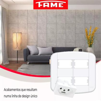 Imagem de Placa 4x4 -4 Módulos C/ Suporte + Parafusos Fame Kit 4 Unid.