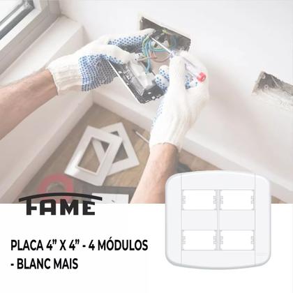 Imagem de Placa 4x4 -4 Módulos C/ Suporte + Parafusos Fame Kit 4 Unid.