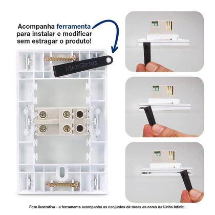 Imagem de Placa 4x4 4 Postos Separados com Suporte Ebony Preto Infiniti MarGirius