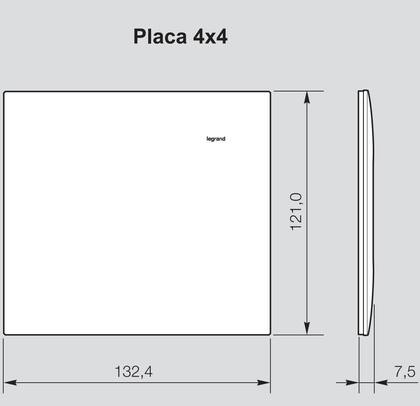 Imagem de Placa 4x4 6 Módulos Preta 618516PT Legrand Pial Plus+