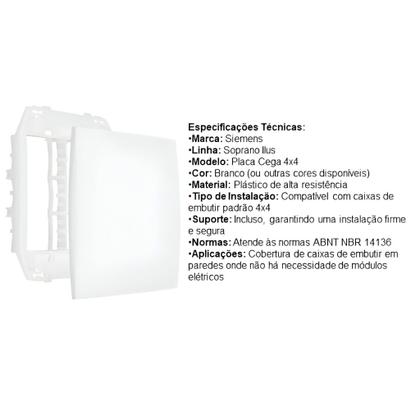 Imagem de Placa 4x4 Cega Soprano Siemens Ilus Com Suporte