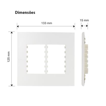 Imagem de Placa 4x4 com Suporte 6 Postos Branco Fosco Clean MarGirius