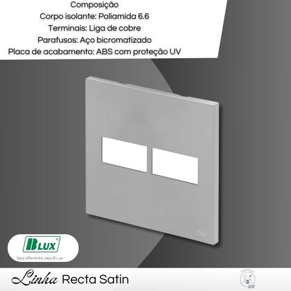 Imagem de Placa 4x4 Para 2 Módulos Recta Santin Prata Com Suporte B.Lux