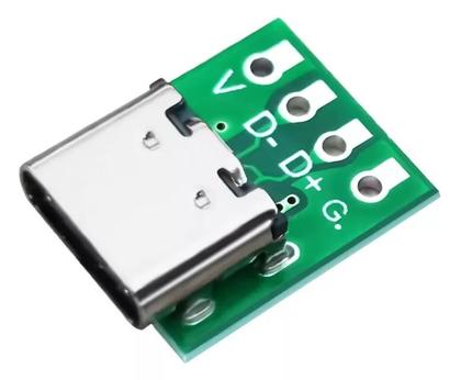 Imagem de Placa Adaptadora USB Tipo C 3.1 Verde 16 Pinos Conector Solda PCB Projetos Eletrônicos Energia Fonte Carregamento Rápido Arduino